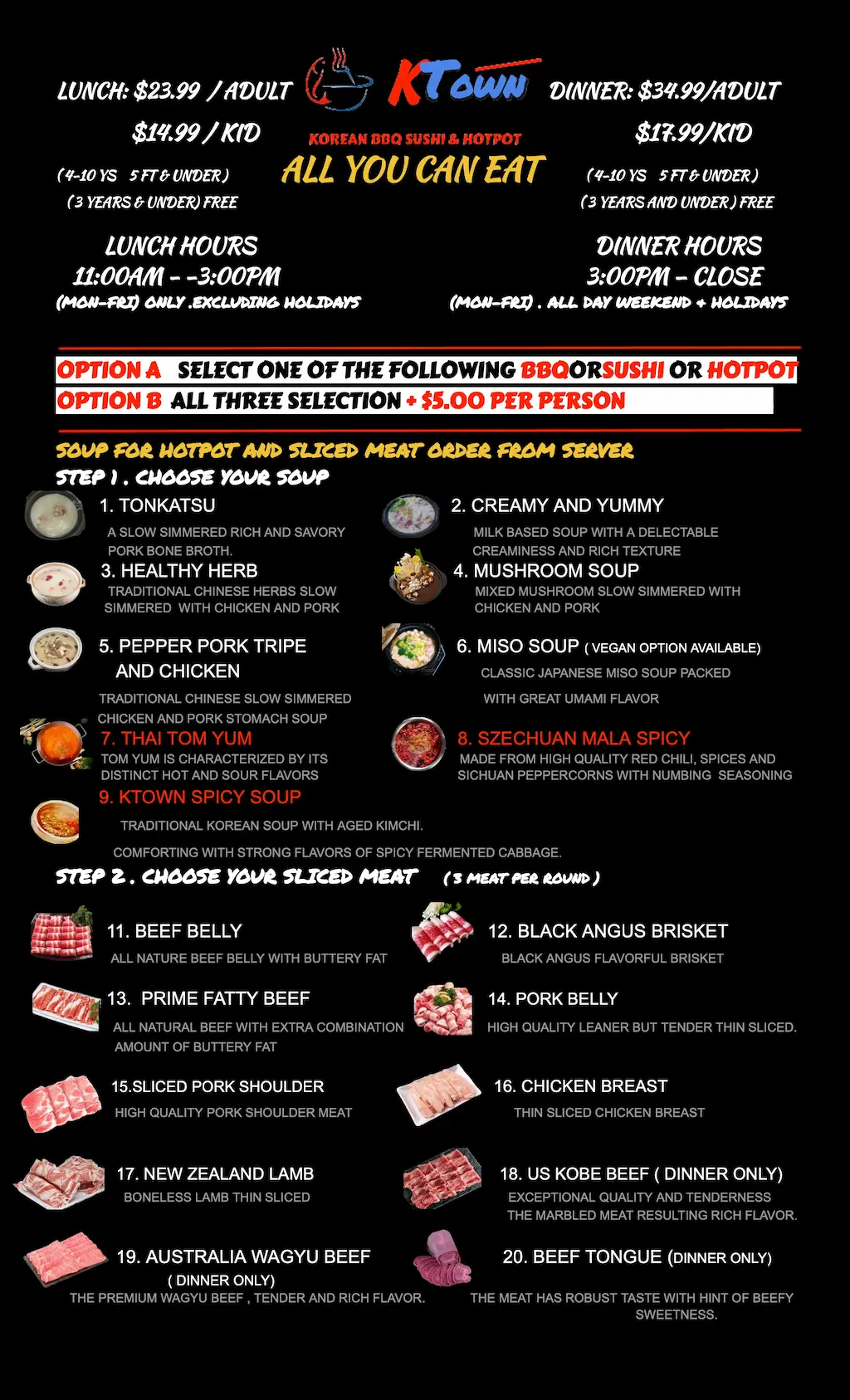 Ktown Korean BBQ Sushi and Hotpot menu2